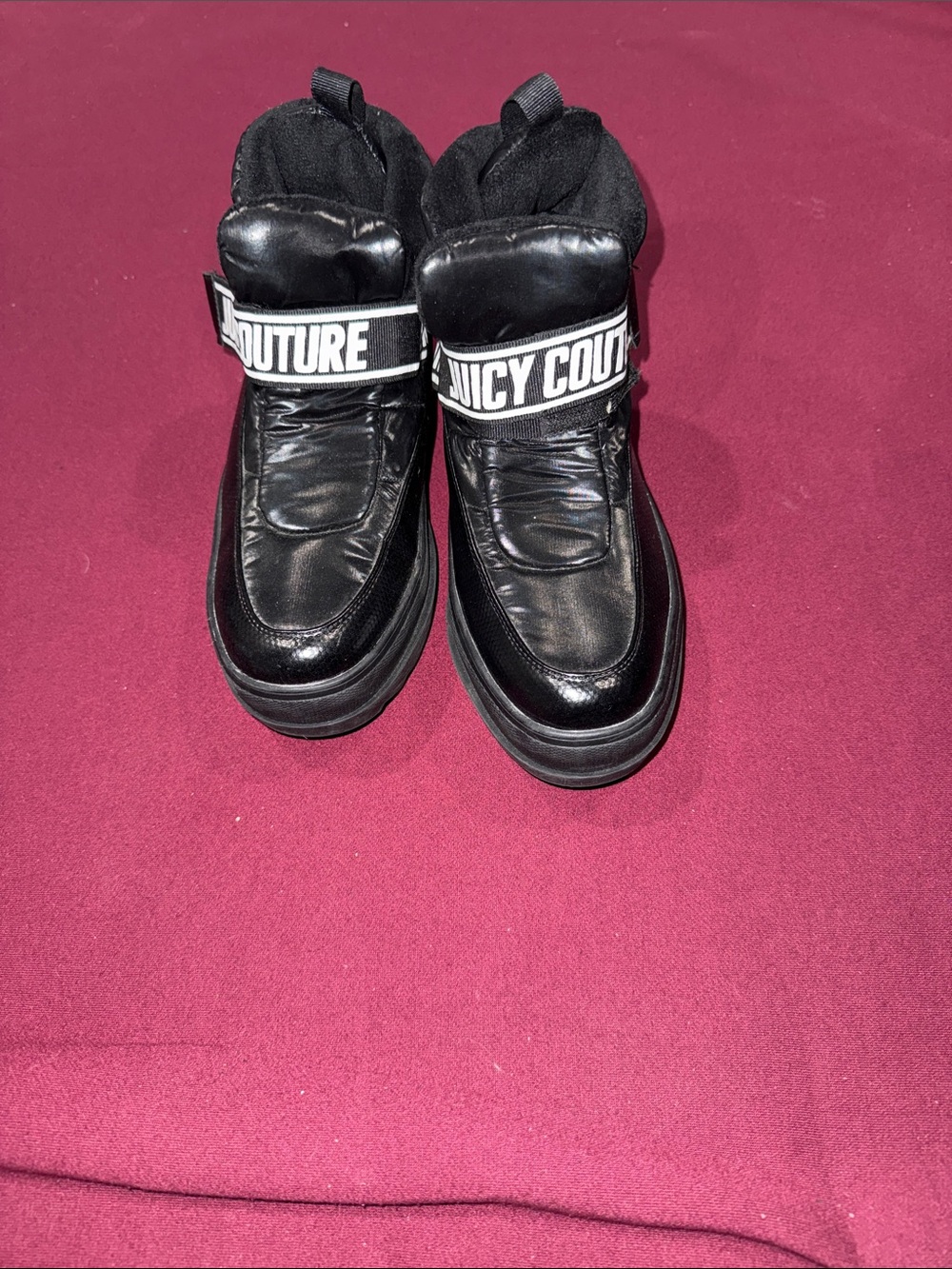 Juicy Couture Black Kids High-Top Strap Boots